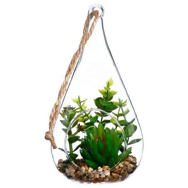 ATMOSPHERA - Plante artificielle suspendue pot ciment H19,5cm - large