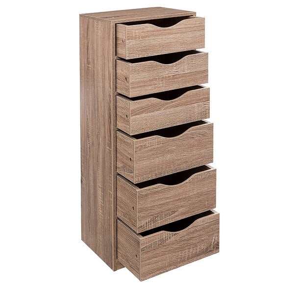 5 FIVE SIMPLY SMART - Caisson 6 tiroirs effet bois naturel - large