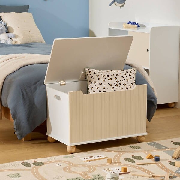 ATMOSPHERA - Coffre Fermé Enfant Bouli Beige 60x36x41,5 cm - large