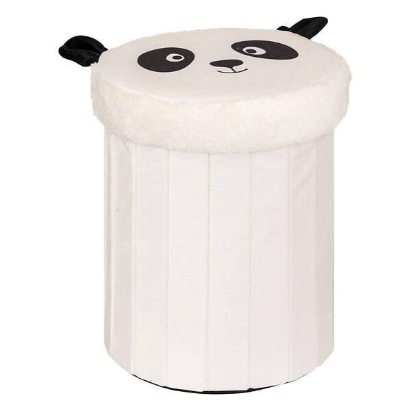 ATMOSPHERA - Pouf-coffre enfant panda pliant "Andy" noir & blanc D30x36cm - large