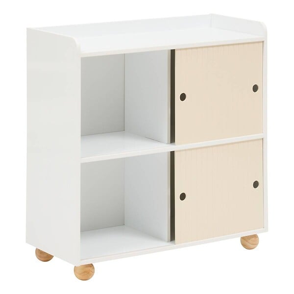 ATMOSPHERA - Meuble de Rangement Enfant Bouli 2 portes 2 Cases Beige 69,5x30x71 cm - large