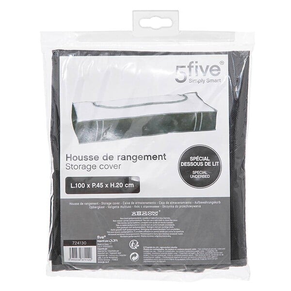 5 FIVE SIMPLY SMART - Housse rangements lit grand modèle noir - large