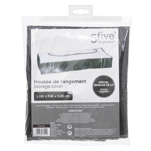 5 FIVE SIMPLY SMART - Housse rangements lit grand modèle noir - large