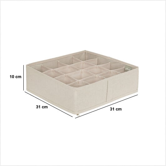 5 FIVE SIMPLY SMART - Rangement tiroir "Groomy" 16 compartiments beige 31x31cm - large