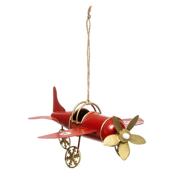 FEERIC LIGHTS & CHRISTMAS - Sujet avion ancien 15cm assorti rouge - large