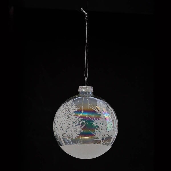 FEERIC LIGHTS & CHRISTMAS - Boule de Noël 80 mm Dessin Blanc 2 Assortiment - large