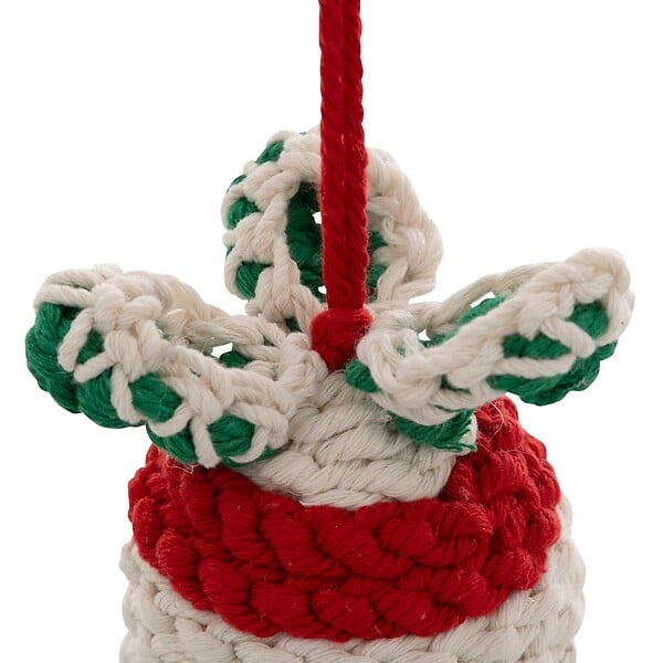 FEERIC LIGHTS & CHRISTMAS - Sujet cloche décor houx coton crochet H.9cm blanc - large