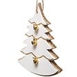 FEERIC LIGHTS & CHRISTMAS - Sujet de Noël Bois Sapin Blanc Doré Cloche - vignette