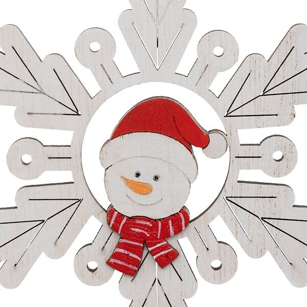FEERIC LIGHTS & CHRISTMAS - Sujet flocon bonhomme de neige bois H.9cm blanc - large