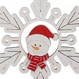 FEERIC LIGHTS & CHRISTMAS - Sujet flocon bonhomme de neige bois H.9cm blanc - vignette