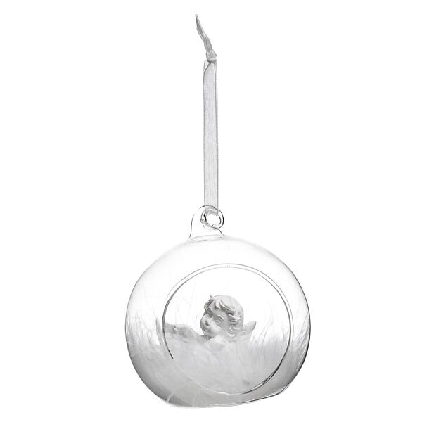 FEERIC LIGHTS & CHRISTMAS - Boule intérieur ange et plume 8cm verre - large