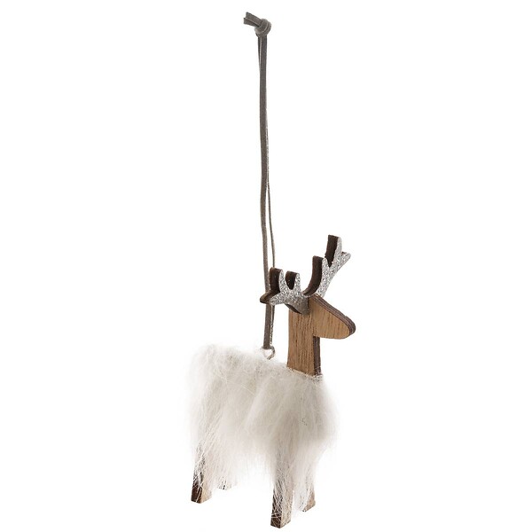 FEERIC LIGHTS & CHRISTMAS - Sujet renne avec fourrure l.11cm bois - large