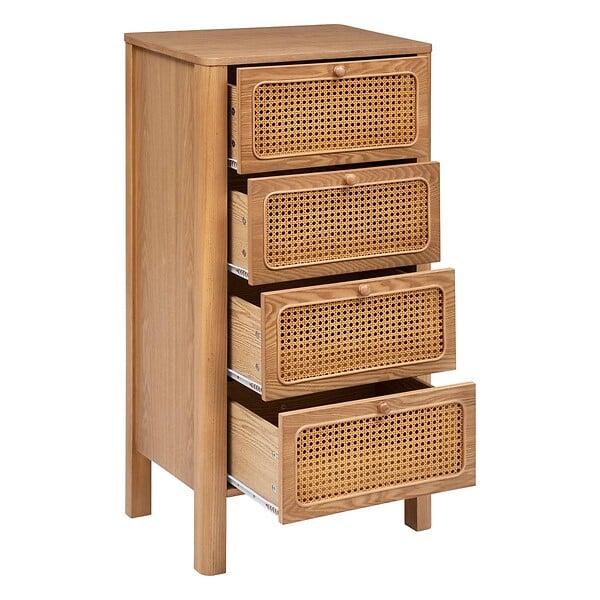 ATMOSPHERA - Chiffonier "Tiria" en placage frêne 4 tiroirs 55x38cm - large