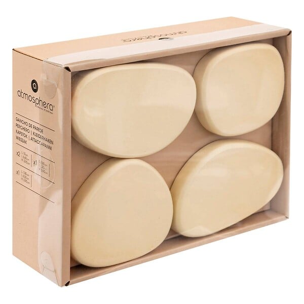 ATMOSPHERA - Lot de 4 patères organiques Karen blanc ivoire L7/10cm - large