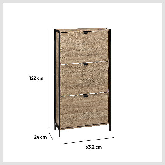 5 FIVE SIMPLY SMART - Meuble range-chaussures 3 tiroirs "Aliaj" effet chêne naturel - large