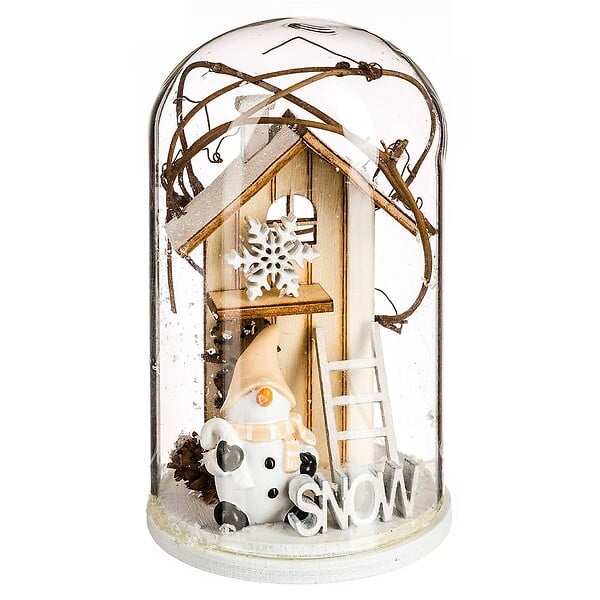 FEERIC LIGHTS & CHRISTMAS - Décoration sujet bois sous cloche H11 - large