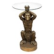 ATMOSPHERA - Table à café "Monkey" en résine & verre trempé D40cm doré - vignette