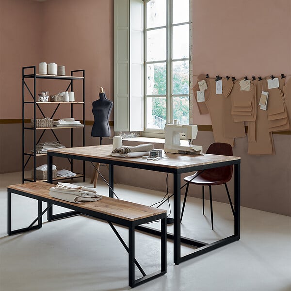 ATMOSPHERA - Bibliothèque "Edena" acacia et métal 90x180cm - large