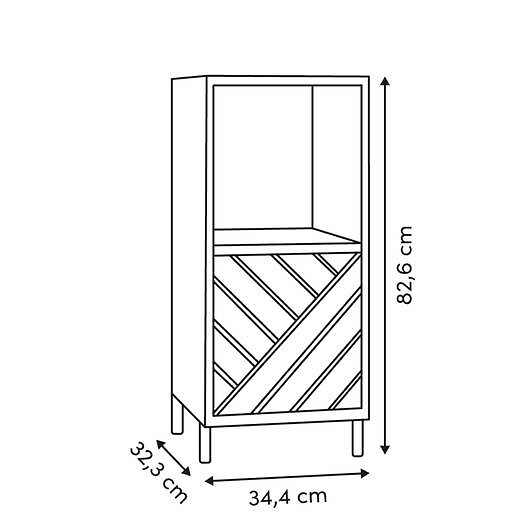 5 FIVE SIMPLY SMART - Etagère 2 cases 1 porte Mix'N'Match bois et motif rayé - large