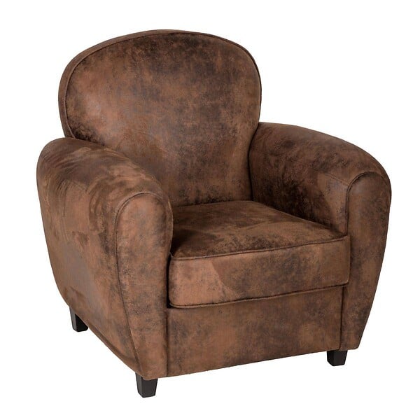 ATMOSPHERA - Fauteuil club "Stanis" effet cuir marron - large