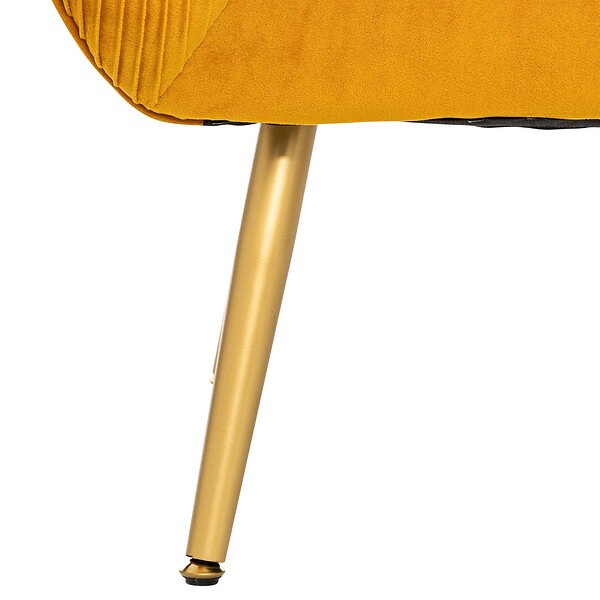 ATMOSPHERA - Fauteuil "Solaro" velours plissé jaune moutarde - large