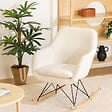 ATMOSPHERA - Rocking-chair "Olmeto" en bouclette H83cm blanc - vignette