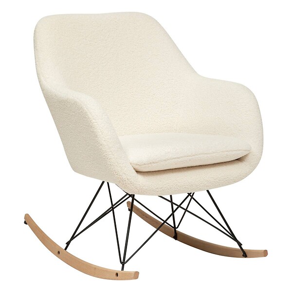 ATMOSPHERA - Rocking-chair "Olmeto" en bouclette H83cm blanc - large