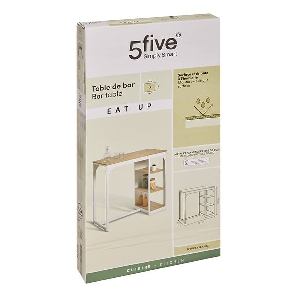 5 FIVE SIMPLY SMART - Table de bar 2 places Eat up blanc et bois - large