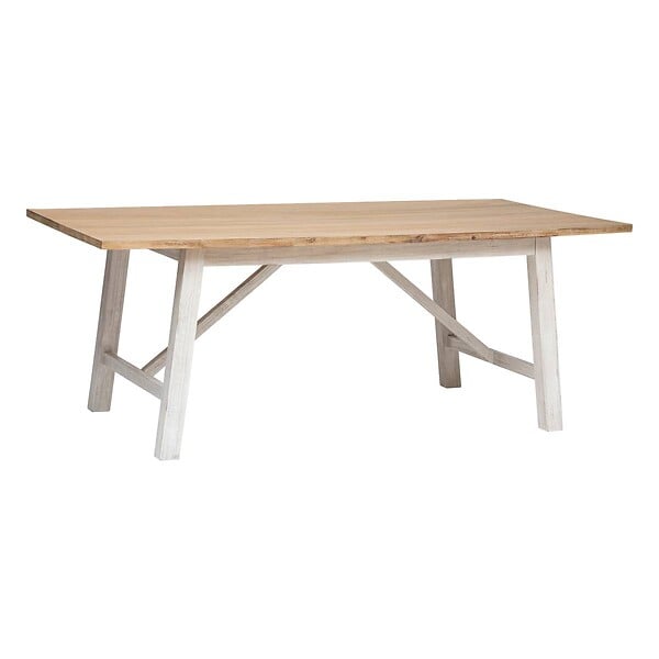 ATMOSPHERA - Table à manger "Olbia" en acacia L200cm blanc - large