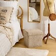 ATMOSPHERA - Pouf Pliable Coffre Soana en bouclette Beige foncé 38x38cm - vignette