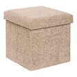 ATMOSPHERA - Pouf Pliable Coffre Soana en bouclette Beige foncé 38x38cm - vignette