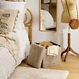 ATMOSPHERA - Pouf Pliable Coffre Soana en bouclette Beige foncé 38x38cm - vignette