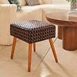 ATMOSPHERA - Tabouret Chiara noir tissu chenille - vignette