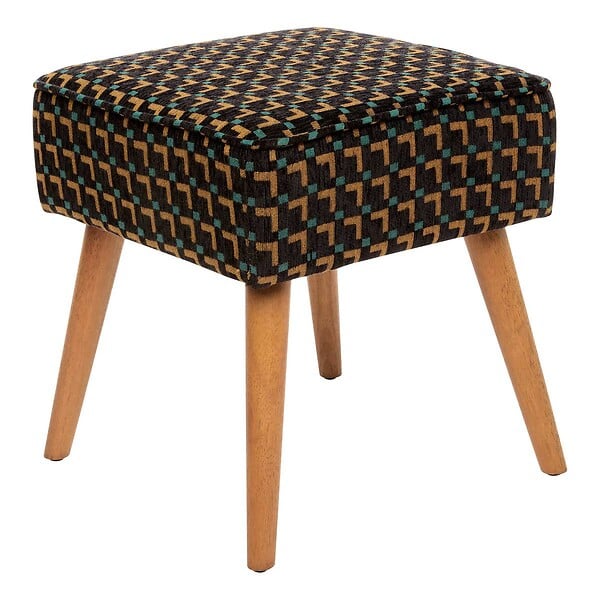ATMOSPHERA - Tabouret Chiara noir tissu chenille - large