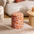 ATMOSPHERA - Pouf Rond Delor Orange 30x36 cm - vignette