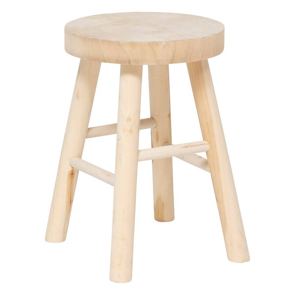 ATMOSPHERA - Tabouret "Nyar" paulownia beige D28x41cm - large
