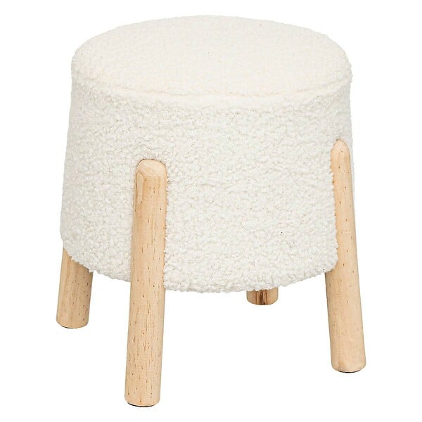 ATMOSPHERA - Tabouret d'appoint Inuit dreams bouclette blanche - large