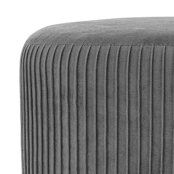 ATMOSPHERA - Tabouret "Solaro" velours plissé gris - large