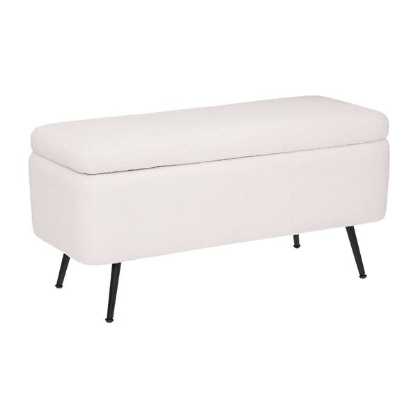 ATMOSPHERA - Banc coffre bouclette "Aurora" blanc 100x40cm - large
