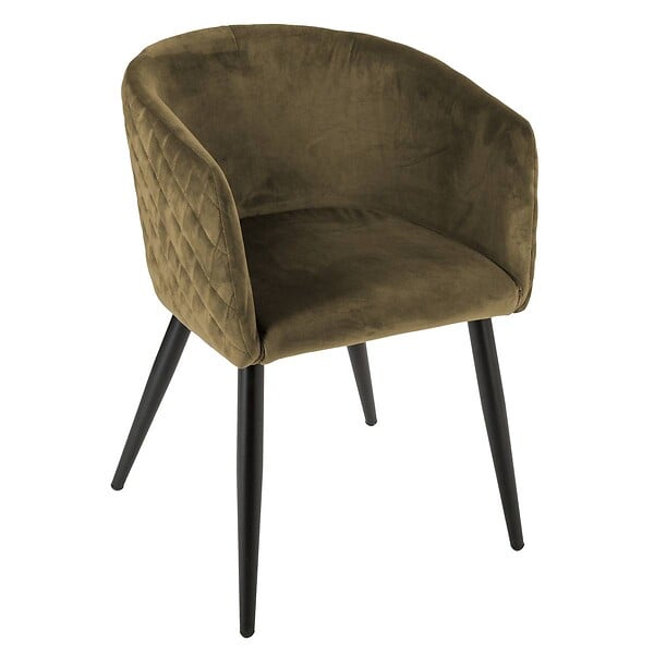 ATMOSPHERA - Fauteuil "Marlo" velours vert kaki - large