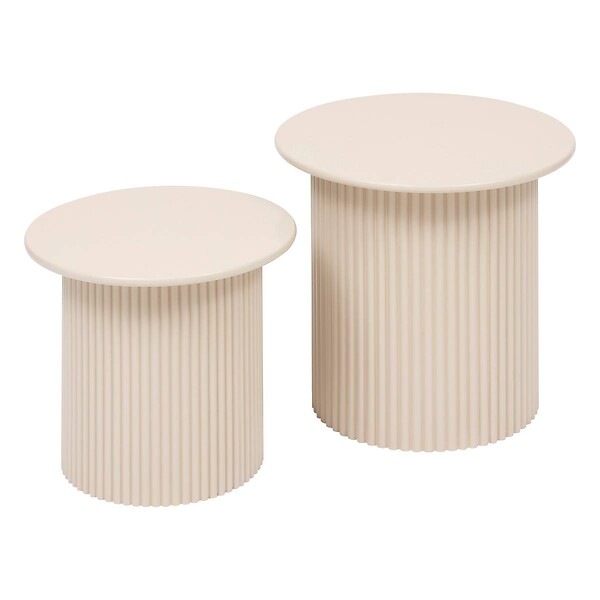 ATMOSPHERA - Lot de 2 tables gigognes "Eino" beige 40x40x38cm - large