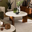 ATMOSPHERA - Table basse "Nanda" marbre blanc 91,5x91,5x41,5cm - vignette