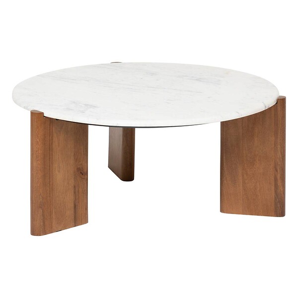 ATMOSPHERA - Table basse "Nanda" marbre blanc 91,5x91,5x41,5cm - large