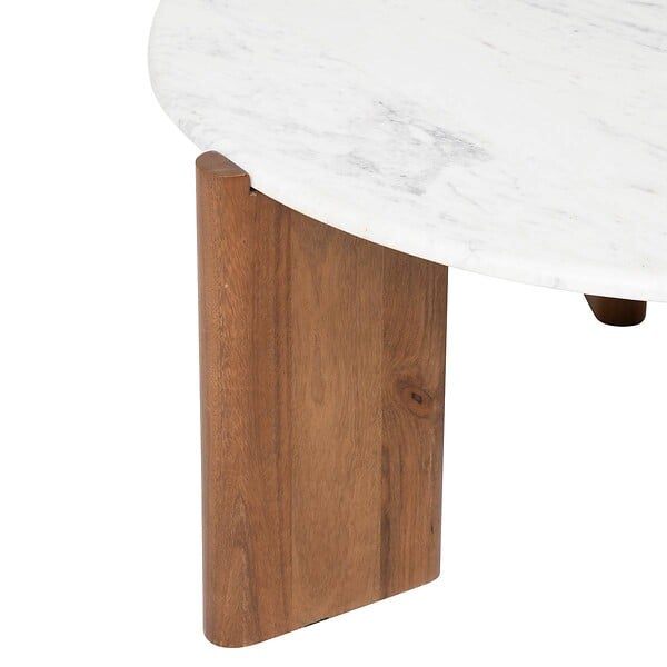 ATMOSPHERA - Table basse "Nanda" marbre blanc 91,5x91,5x41,5cm - large