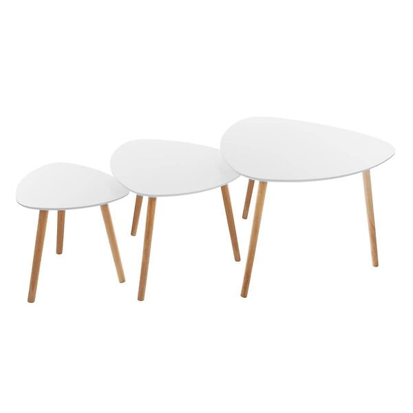 ATMOSPHERA - Lot de 3 tables gigognes "Mileo" blanc L34/46/60cm - large