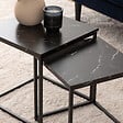 ATMOSPHERA - Lot de 2 tables basses Jones effet marbre noir L37/33cm - vignette