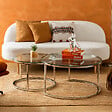 ATMOSPHERA - Lot de 2 tables gigognes "Kneo" argent 80x80x43,2cm - vignette