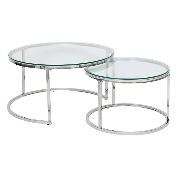 ATMOSPHERA - Lot de 2 tables gigognes "Kneo" argent 80x80x43,2cm - large