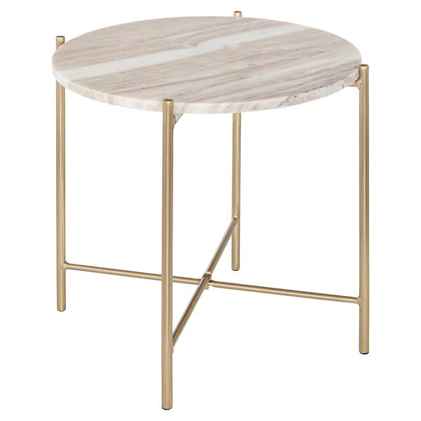 ATMOSPHERA - Table d'appoint Metsa beige 42,5x42,5x41cm - large