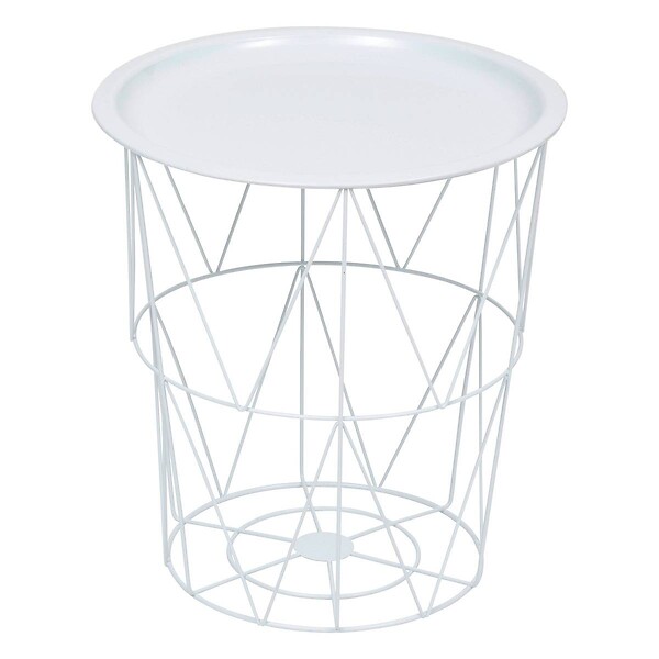 ATMOSPHERA - Table d’appoint "Kumi" blanc 40x37x37cm - large